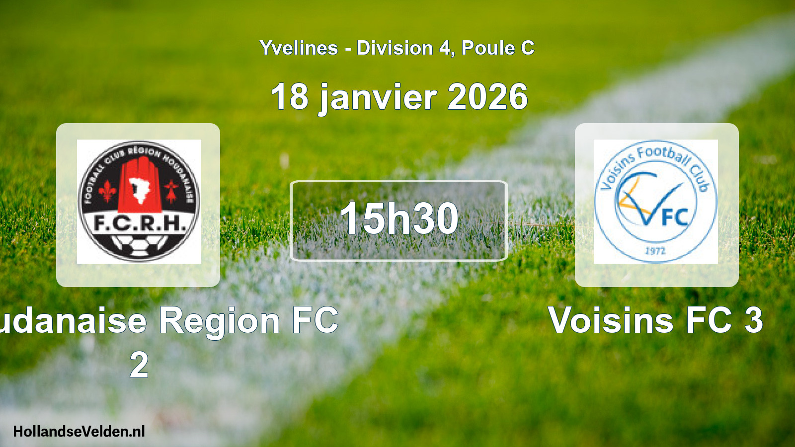 Match programmé: Houdanaise Region FC 2 - Voisins FC 3 (18 janvier 2026)