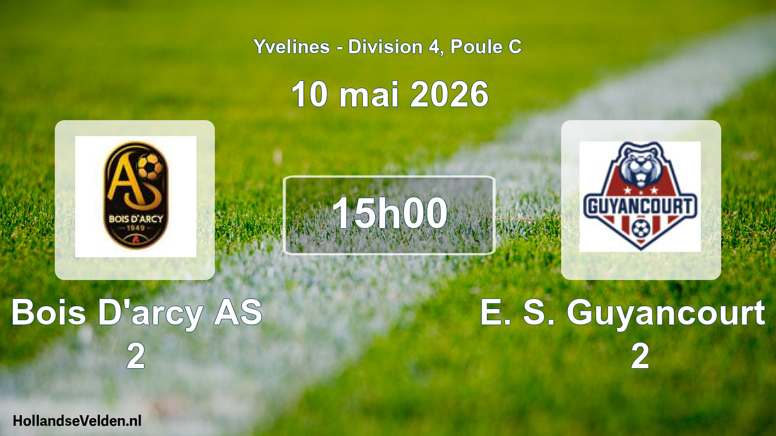 Match programmé: Bois D'arcy AS 2 - E. S. Guyancourt F. 2 (10 mai 2026)