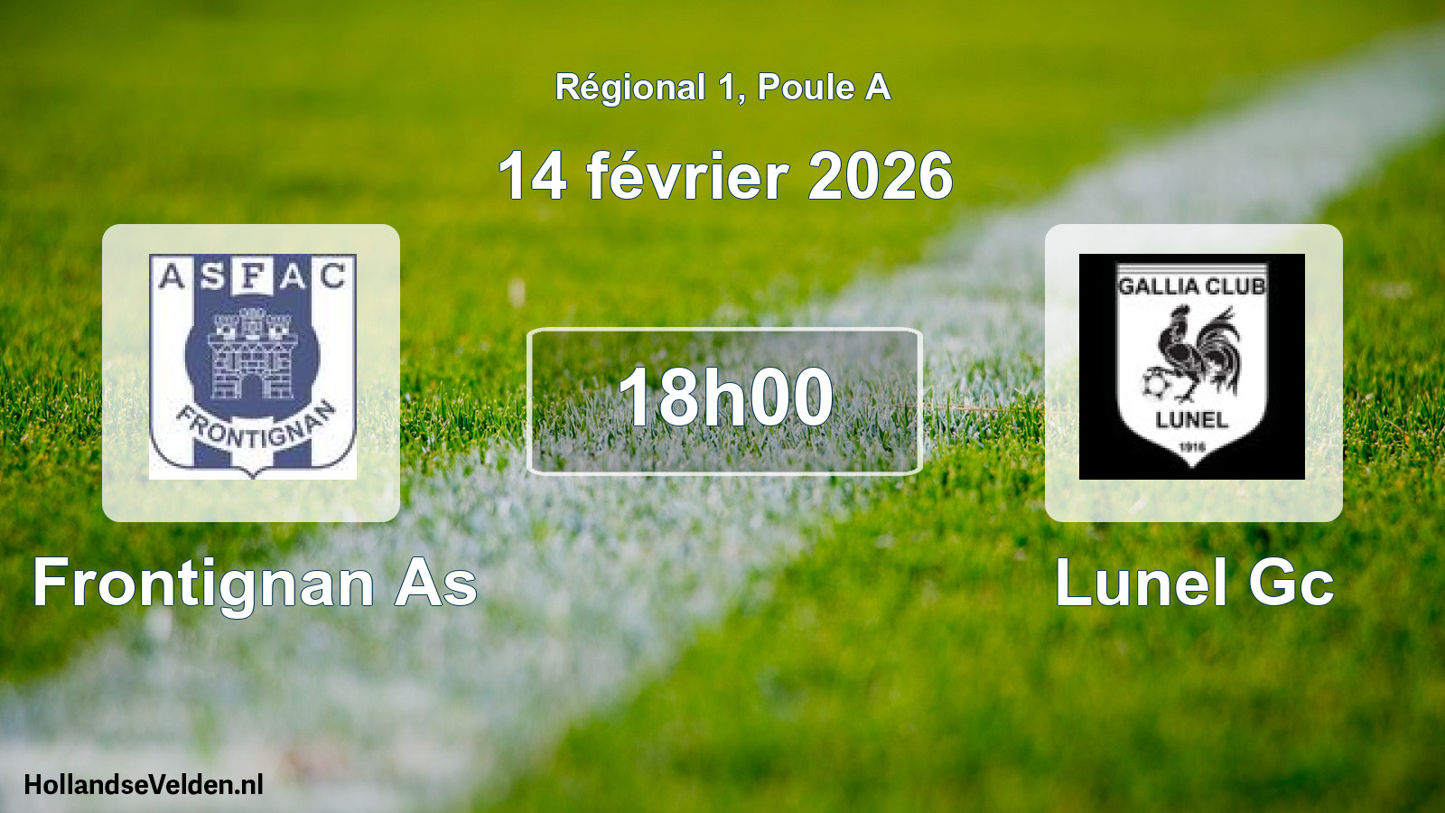 Geplande wedstrijd: Frontignan As - Lunel Gc (14 février 2026)