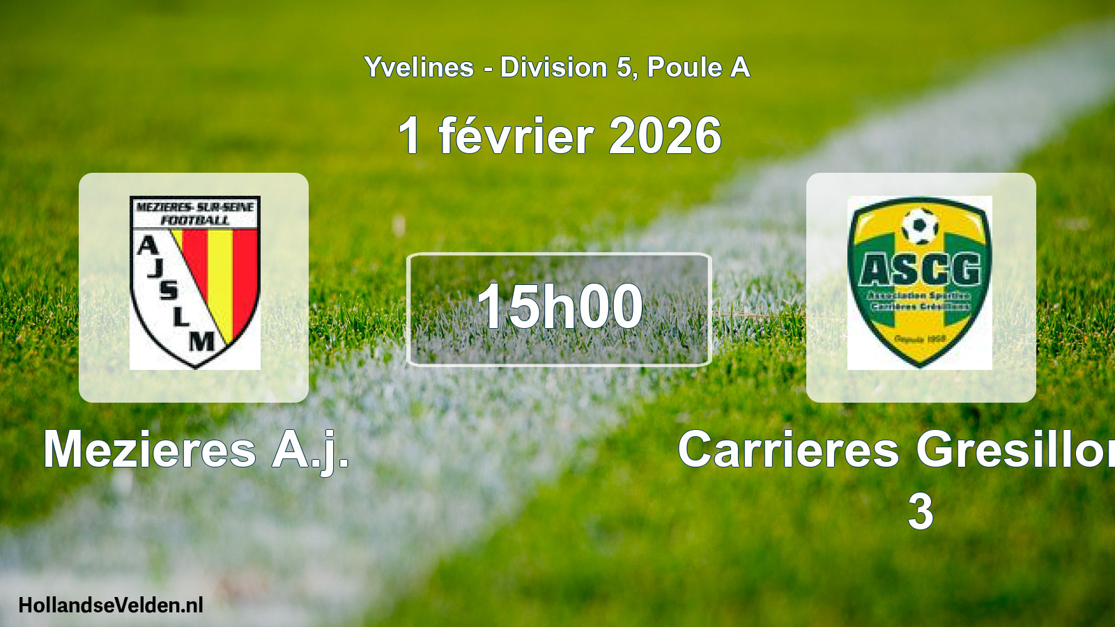 Match programmé: Mezieres A.j. - Carrieres Gresillons 3 (1 février 2026)