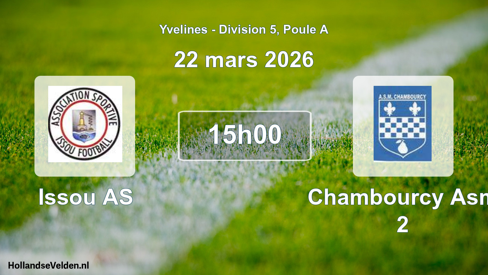 Match programmé: Issou AS - Chambourcy Asm 2 (22 mars 2026)