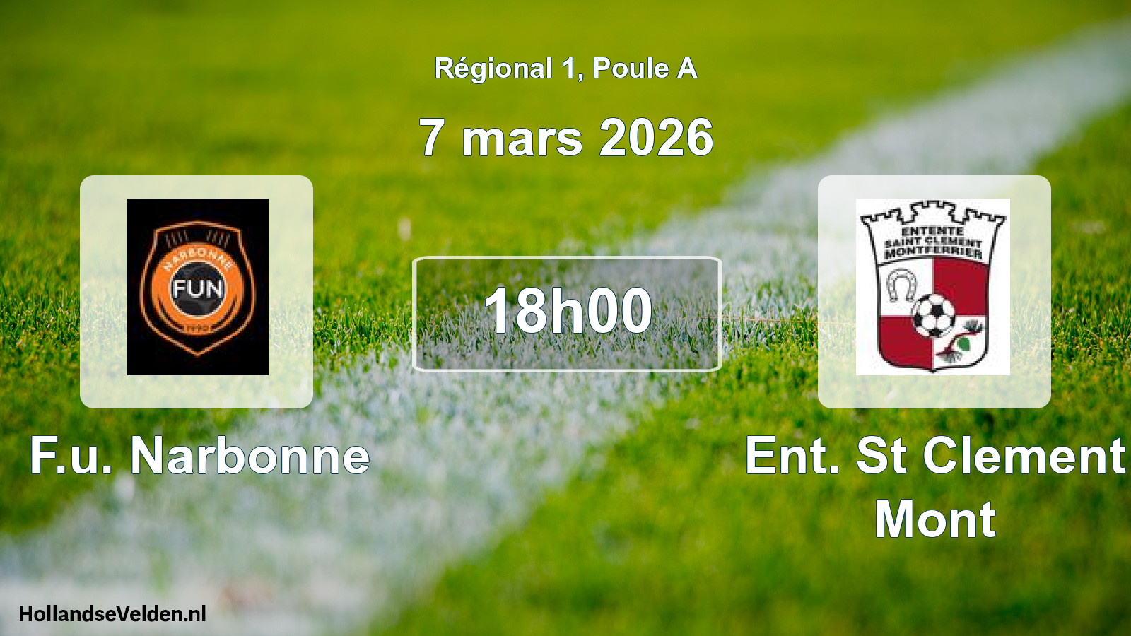 Geplande wedstrijd: F.u. Narbonne - Ent. St Clement Mont (7 mars 2026)