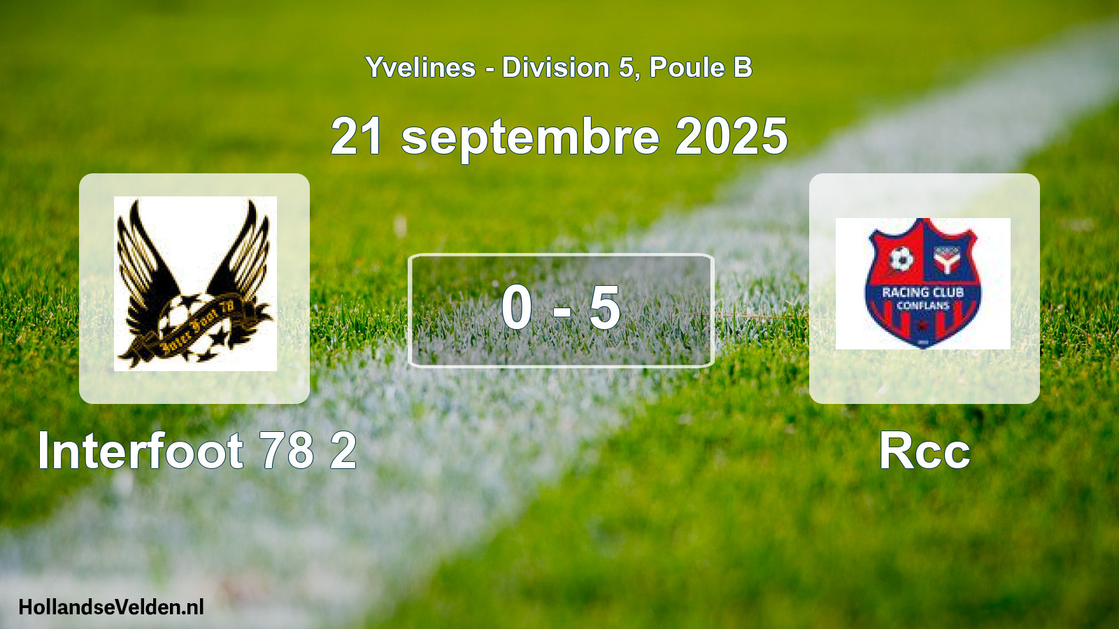 Gespeelde wedstrijd: Interfoot 78 2 - Rcc 0 - 5 (21 september 2025)