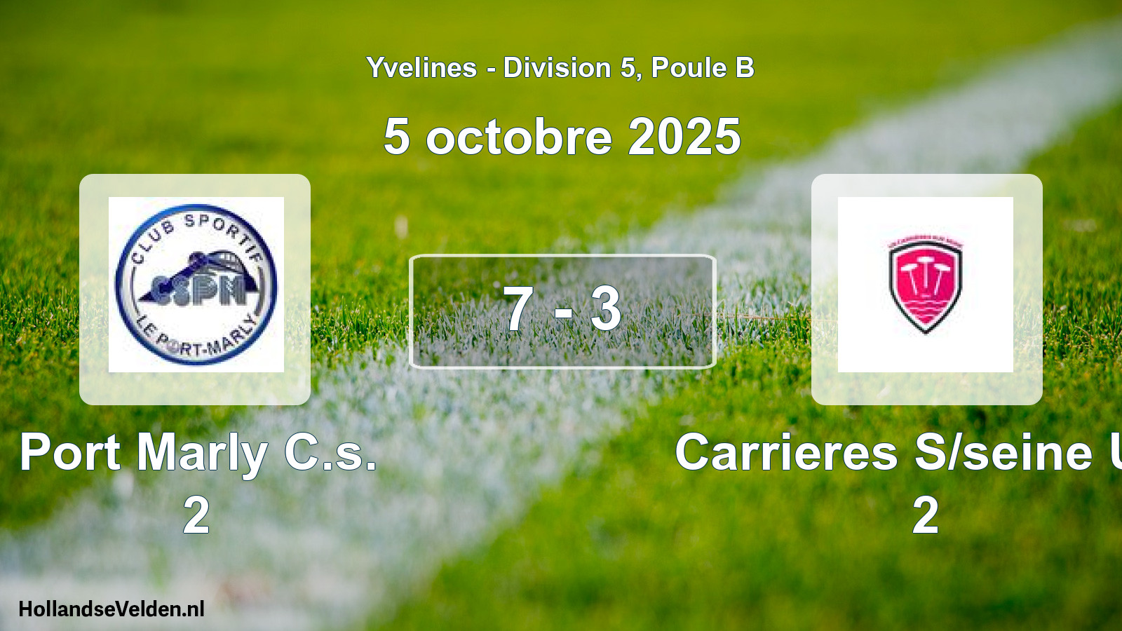 Gespeelde wedstrijd: Port Marly C.s. 2 - Carrieres S/seine US 2 7 - 3 (5 oktober 2025)