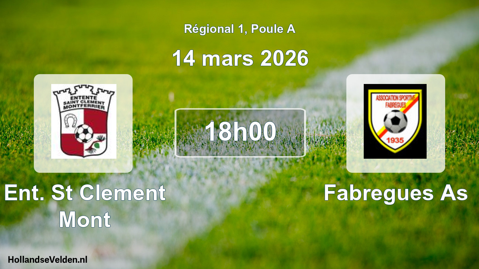 Geplande wedstrijd: Ent. St Clement Mont - Fabregues As (14 mars 2026)