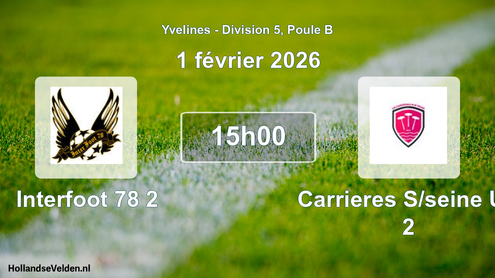 Match programmé: Interfoot 78 2 - Carrieres S/seine US 2 (1 février 2026)