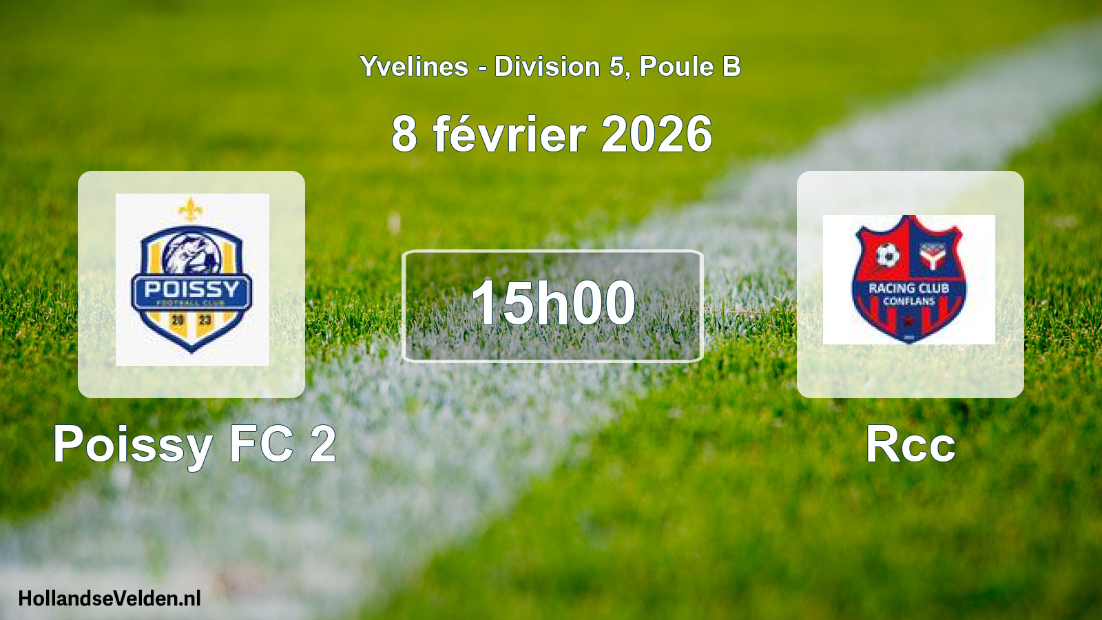 Match programmé: Poissy FC 2 - Rcc (8 février 2026)