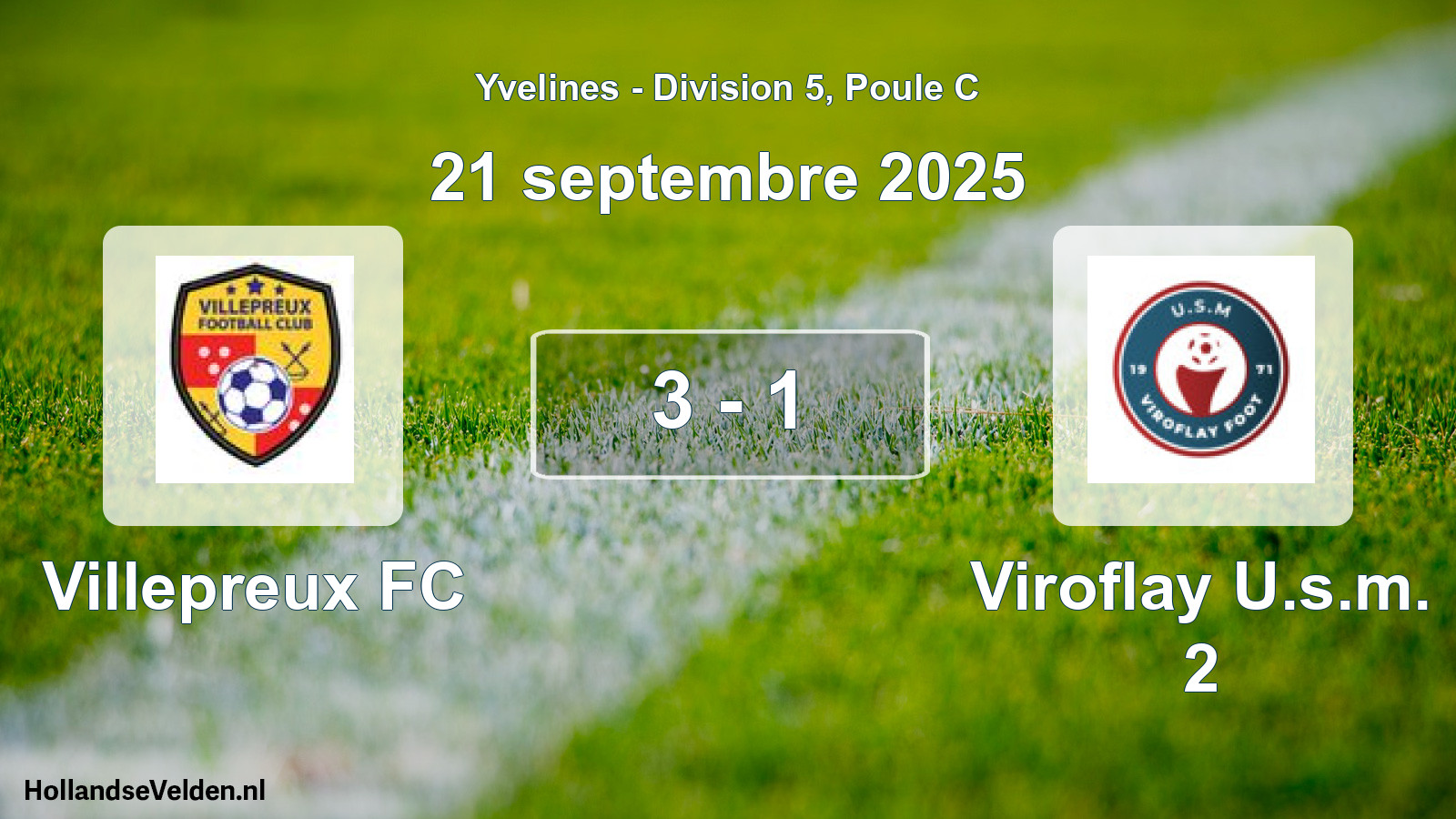 Match joué: Villepreux FC - Viroflay U.s.m. 2 3 - 1 (21 septembre 2025)
