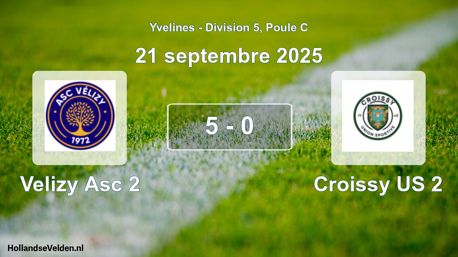 Match joué: Velizy Asc 2 - Croissy US 2 5 - 0 (21 septembre 2025)