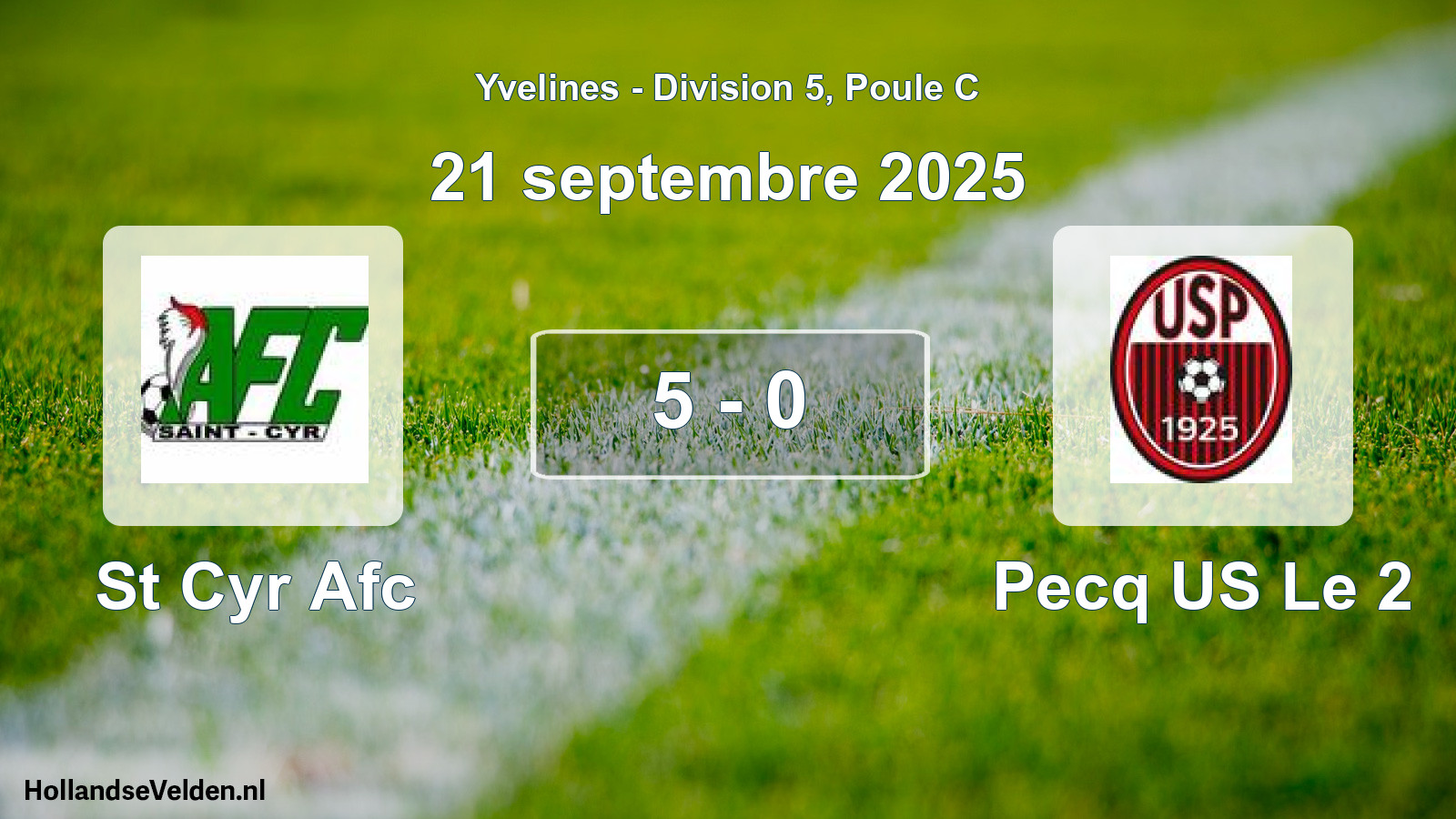Match joué: St Cyr Afc - Pecq US Le 2 5 - 0 (21 septembre 2025)