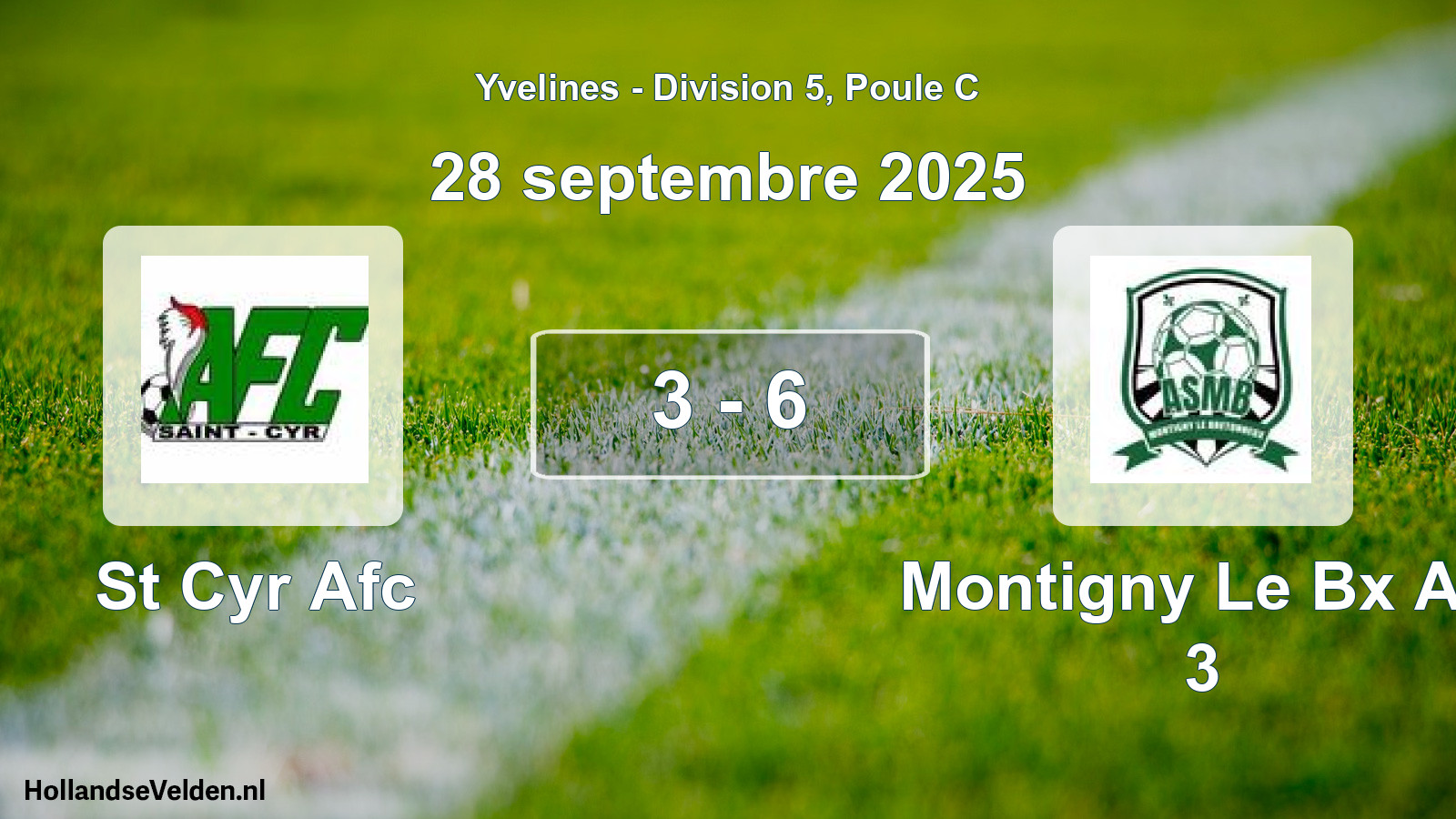 Match joué: St Cyr Afc - Montigny Le Bx AS 3 3 - 6 (28 septembre 2025)