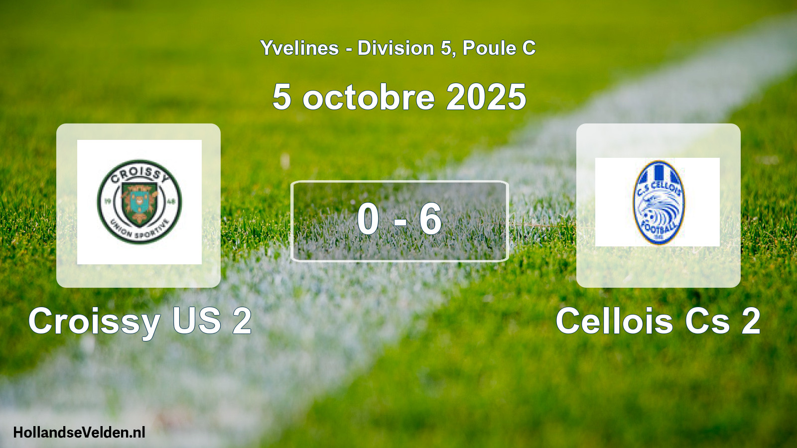 Match joué: Croissy US 2 - Cellois Cs 2 0 - 6 (5 octobre 2025)