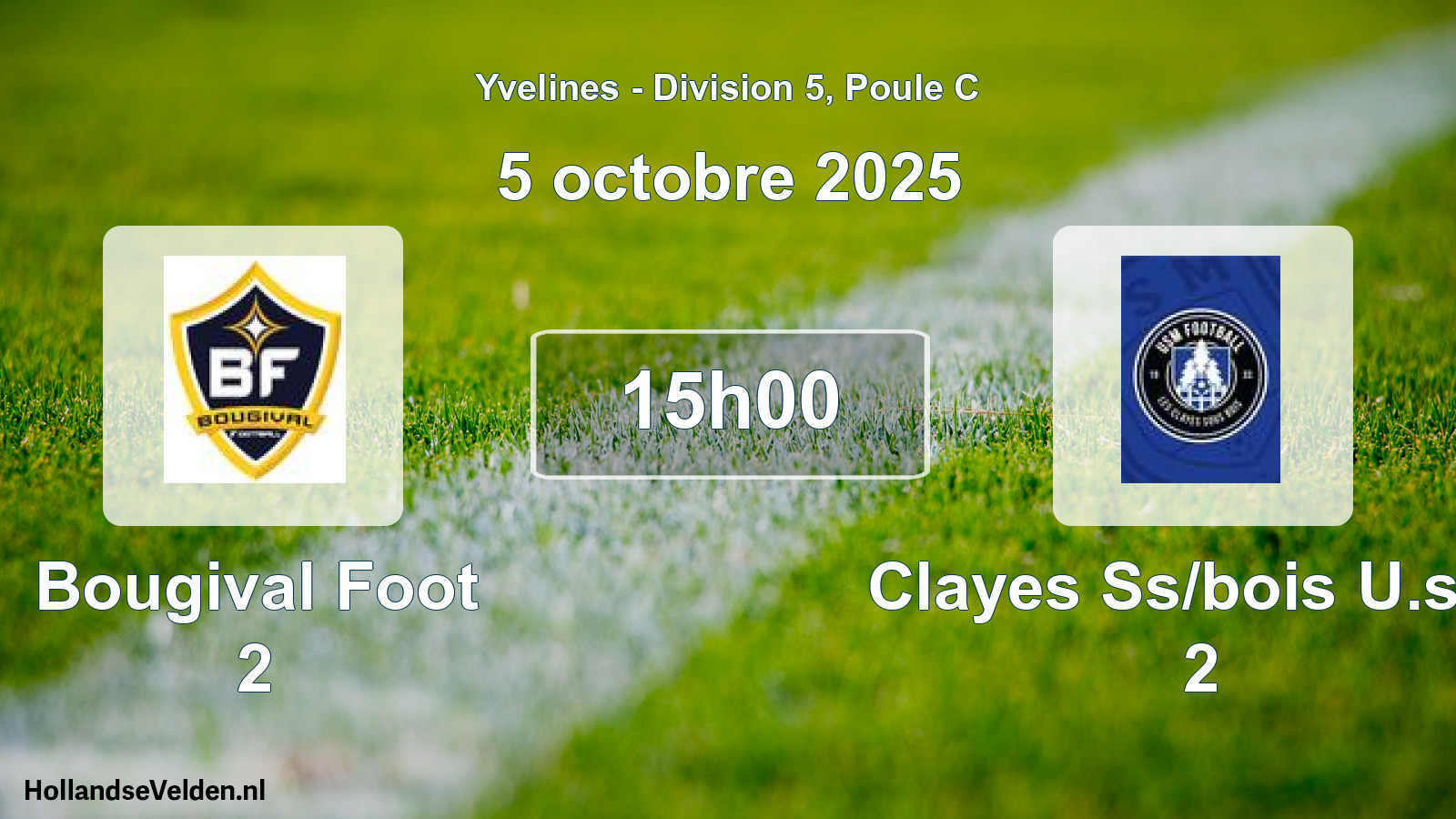 Match programmé: Bougival Foot 2 - Clayes Ss/bois U.s.m 2 (5 octobre 2025)