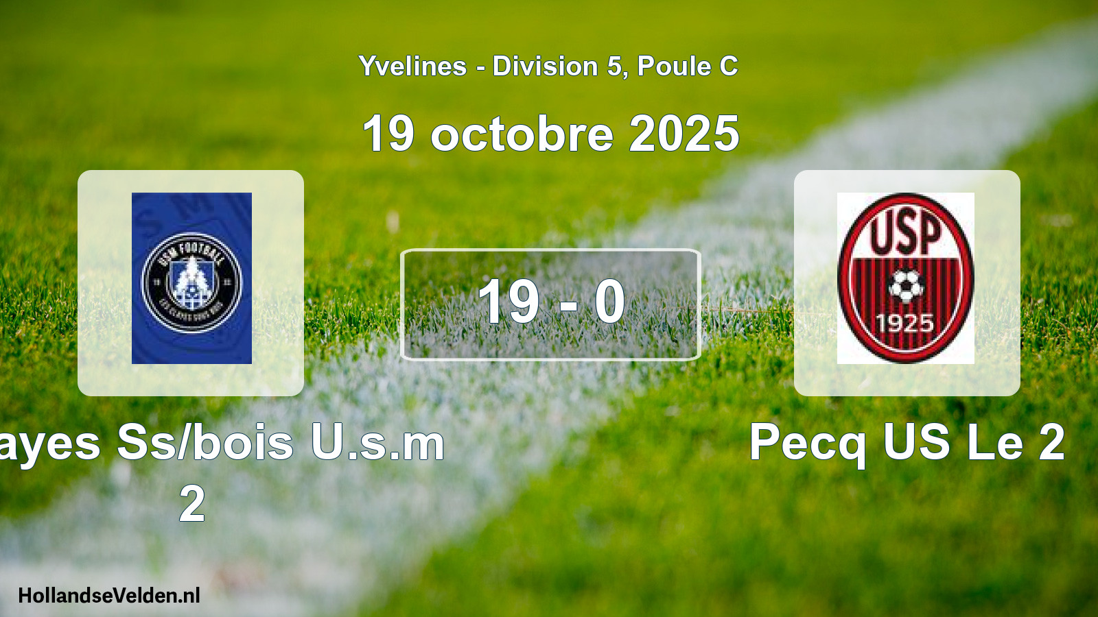 Gespeelde wedstrijd: Clayes Ss/bois U.s.m 2 - Pecq US Le 2 19 - 0 (19 oktober 2025)