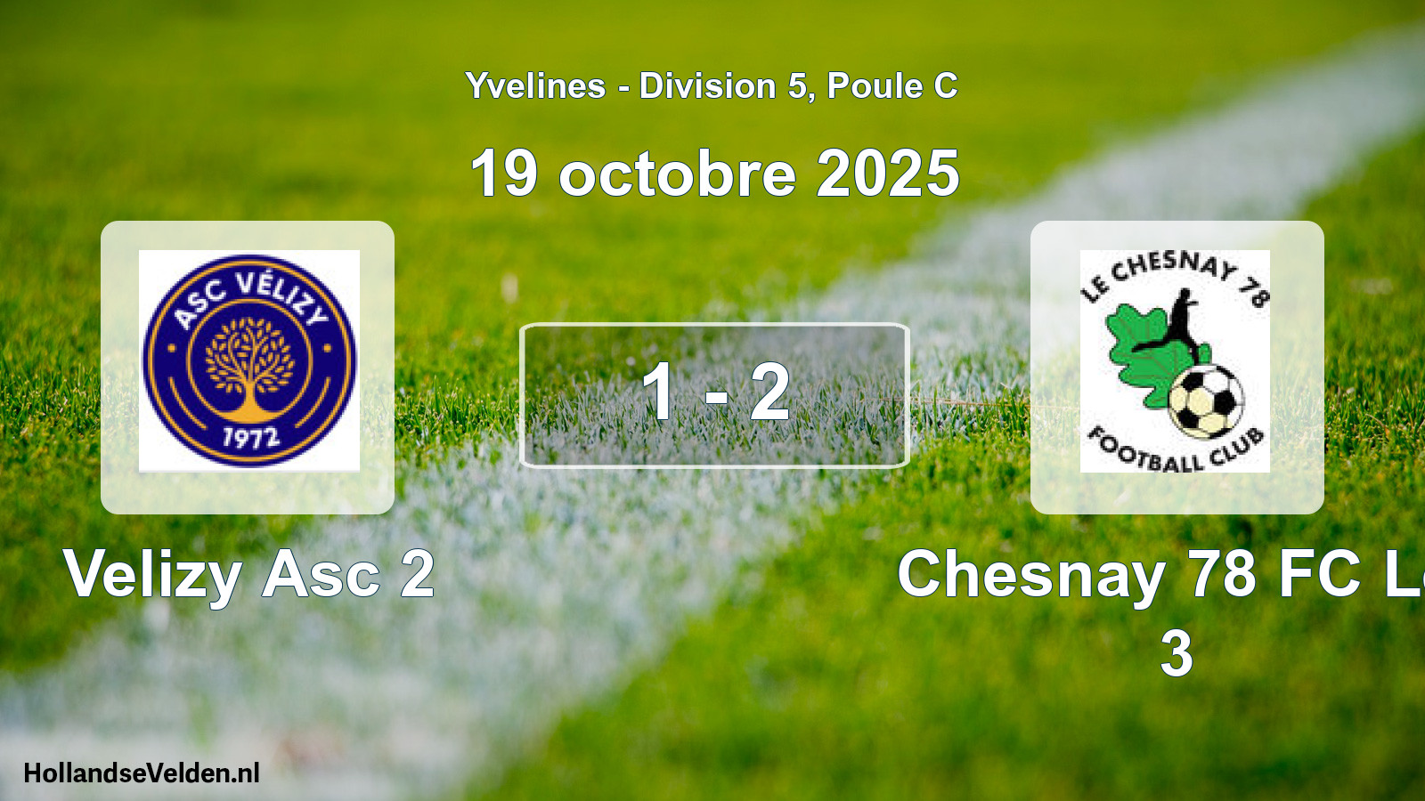 Match joué: Velizy Asc 2 - Chesnay 78 FC Le 3 1 - 2 (19 octobre 2025)