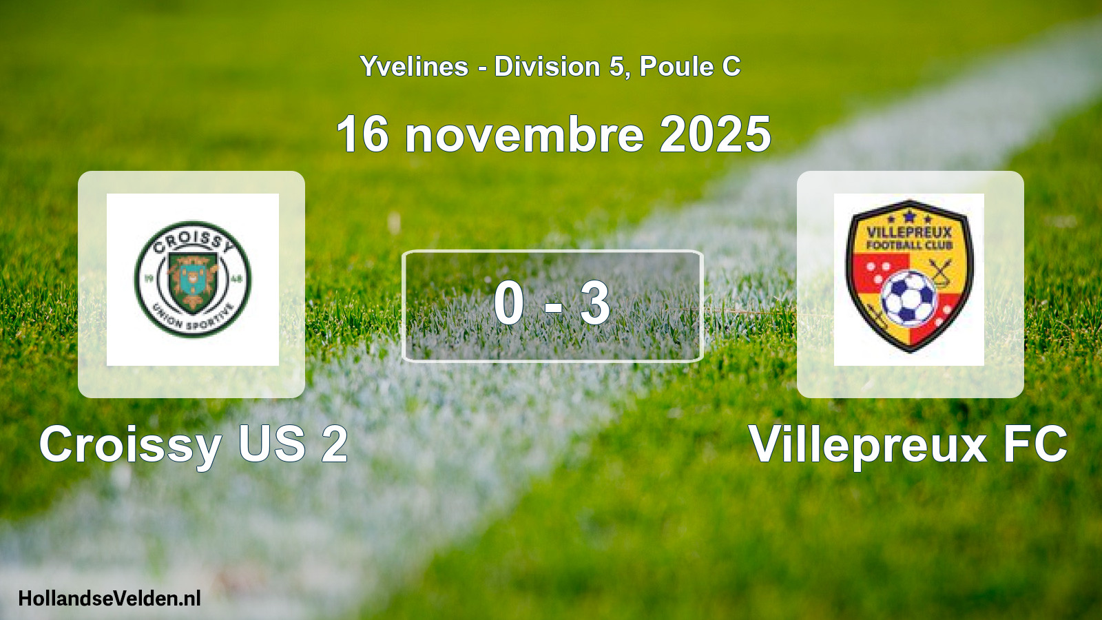 Match joué: Croissy US 2 - Villepreux FC 0 - 3 (16 novembre 2025)
