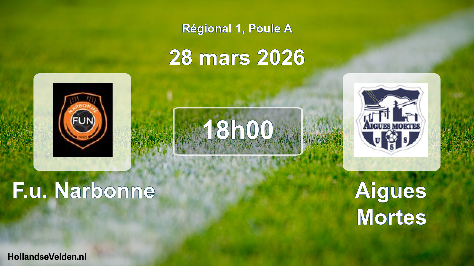 Geplande wedstrijd: F.u. Narbonne - Aigues Mortes (28 mars 2026)