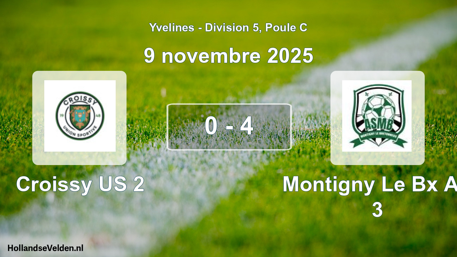 Match joué: Croissy US 2 - Montigny Le Bx AS 3 0 - 4 (9 novembre 2025)