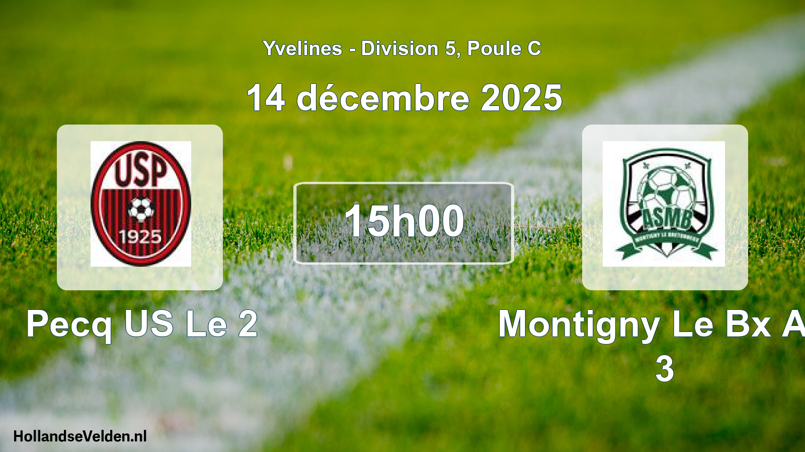Match programmé: Pecq US Le 2 - Montigny Le Bx AS 3 (14 décembre 2025)