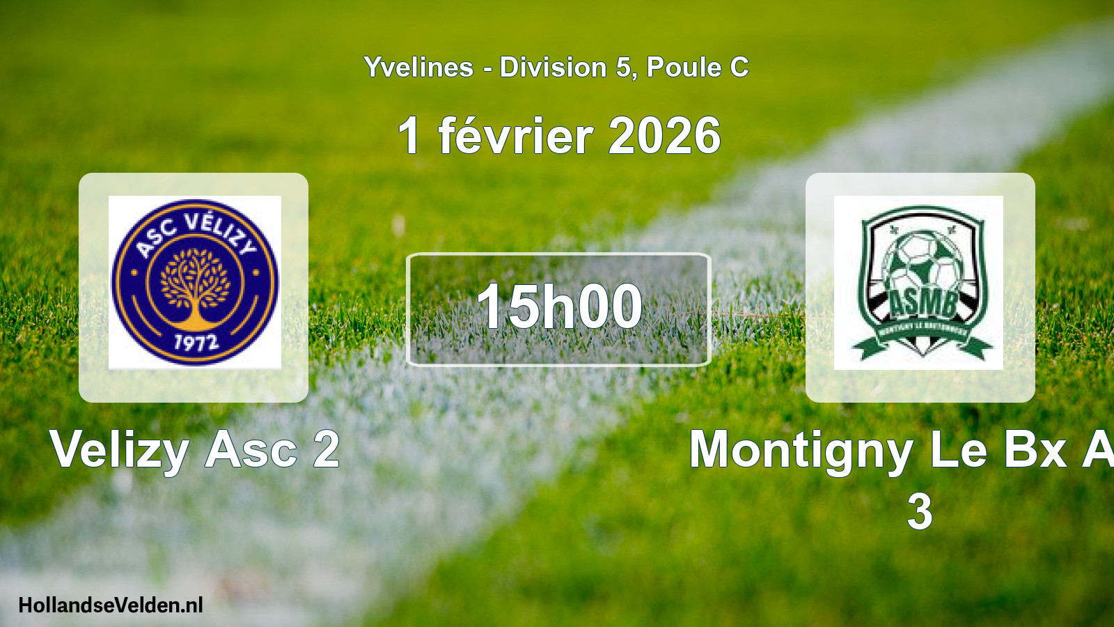 Match programmé: Velizy Asc 2 - Montigny Le Bx AS 3 (1 février 2026)