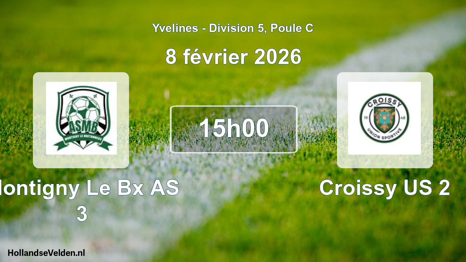 Match programmé: Montigny Le Bx AS 3 - Croissy US 2 (8 février 2026)