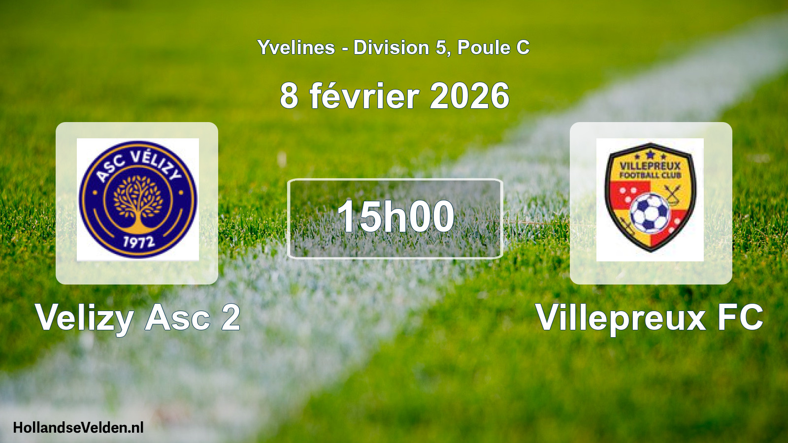 Match programmé: Velizy Asc 2 - Villepreux FC (8 février 2026)