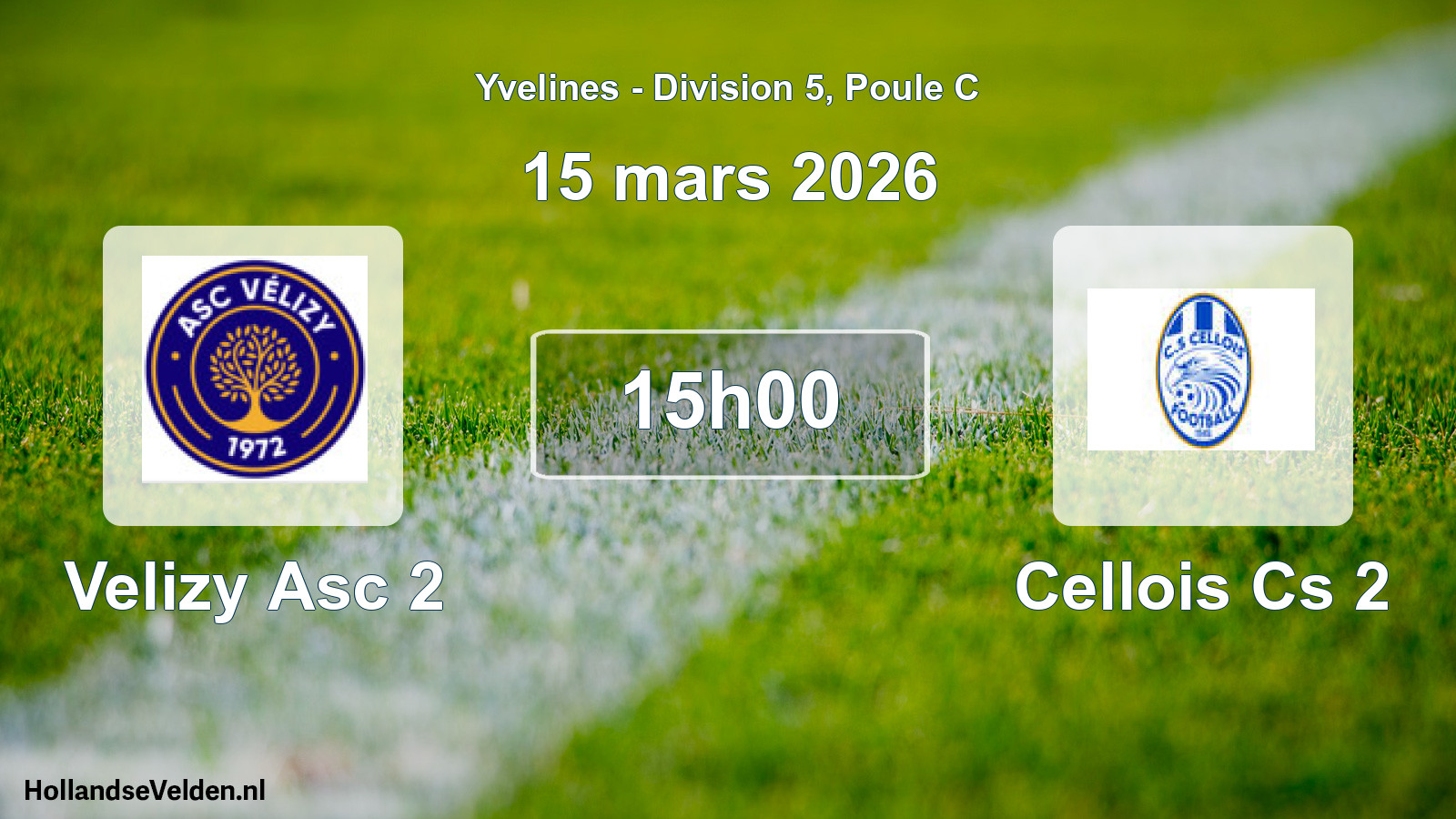 Match programmé: Velizy Asc 2 - Cellois Cs 2 (15 mars 2026)