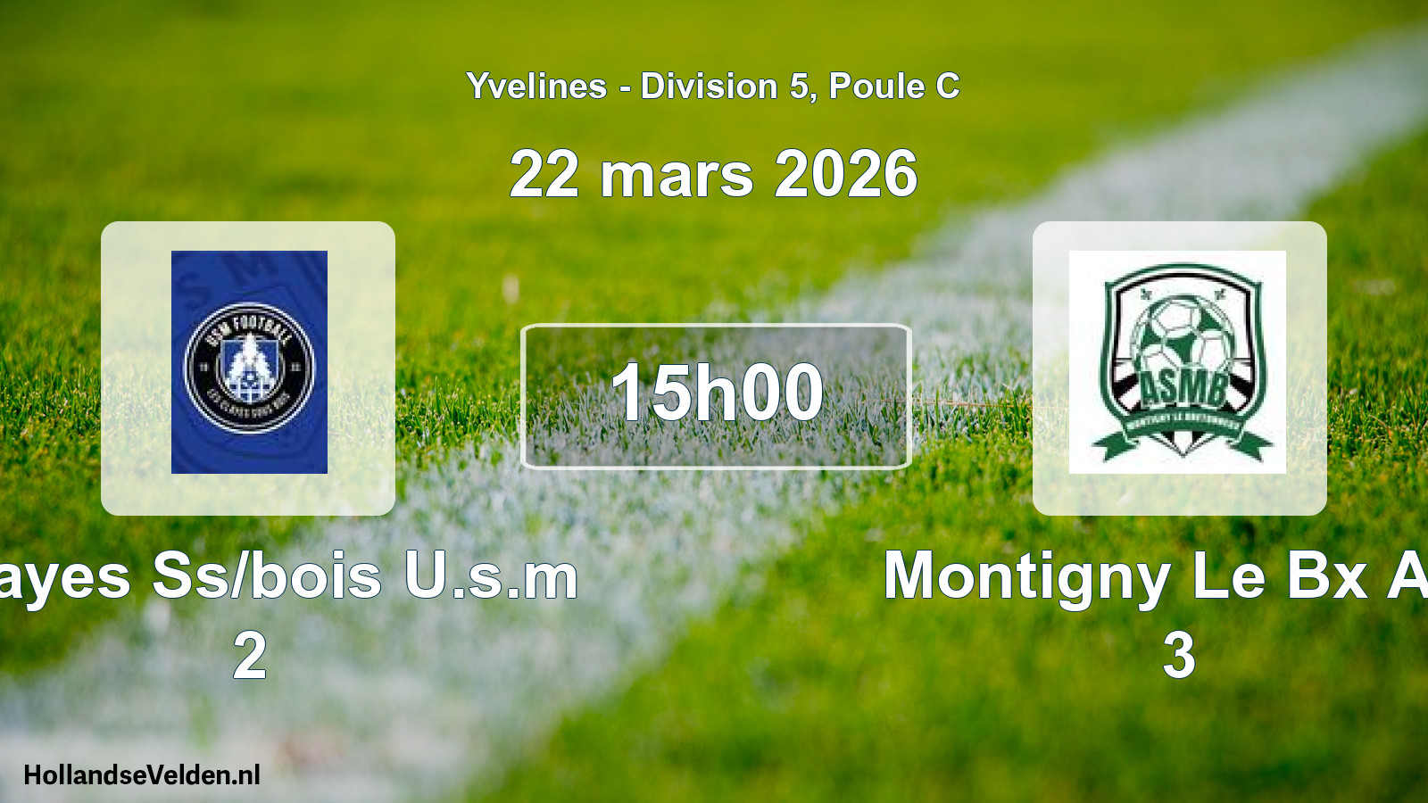 Match programmé: Clayes Ss/bois U.s.m 2 - Montigny Le Bx AS 3 (22 mars 2026)