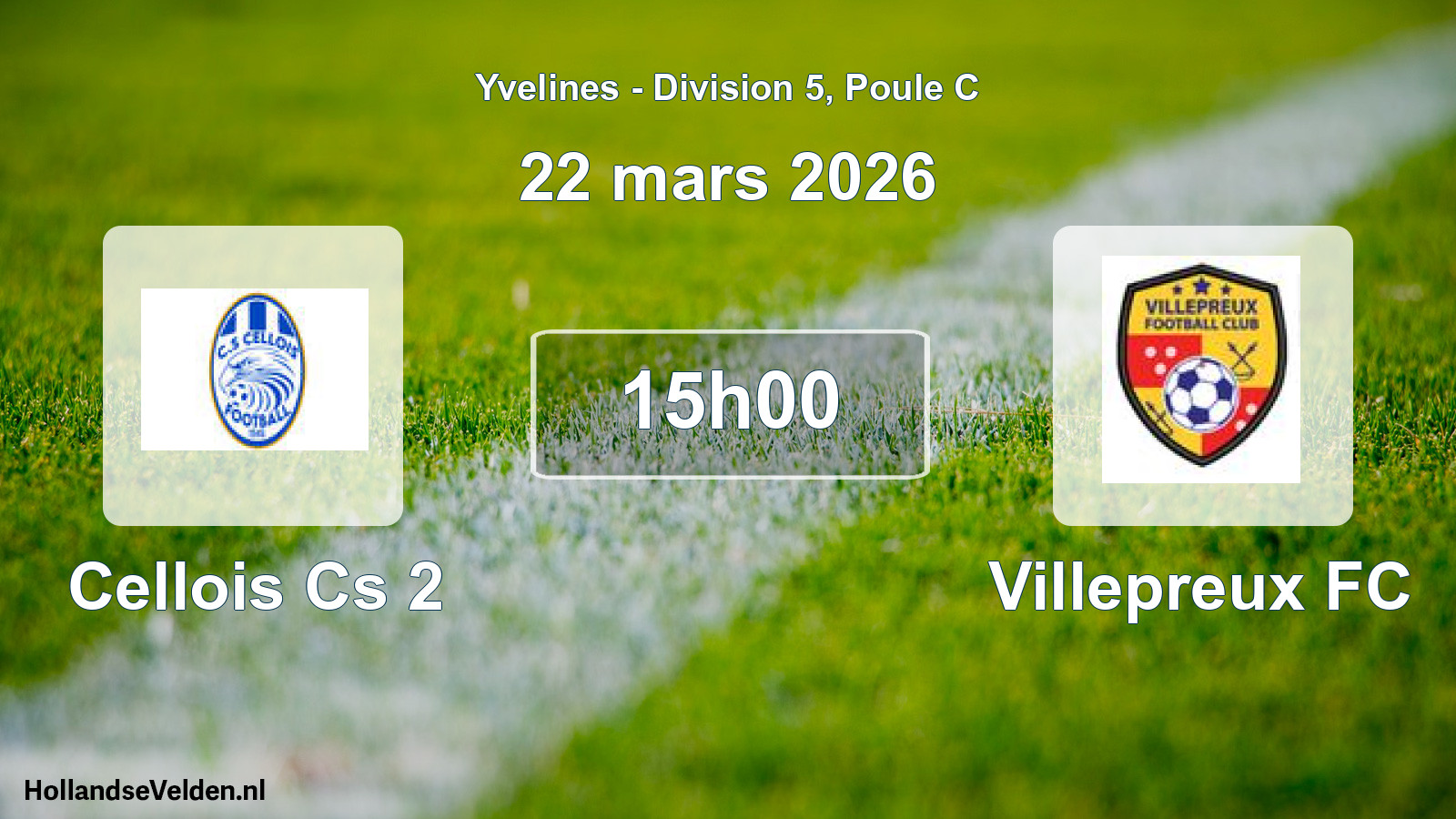 Match programmé: Cellois Cs 2 - Villepreux FC (22 mars 2026)