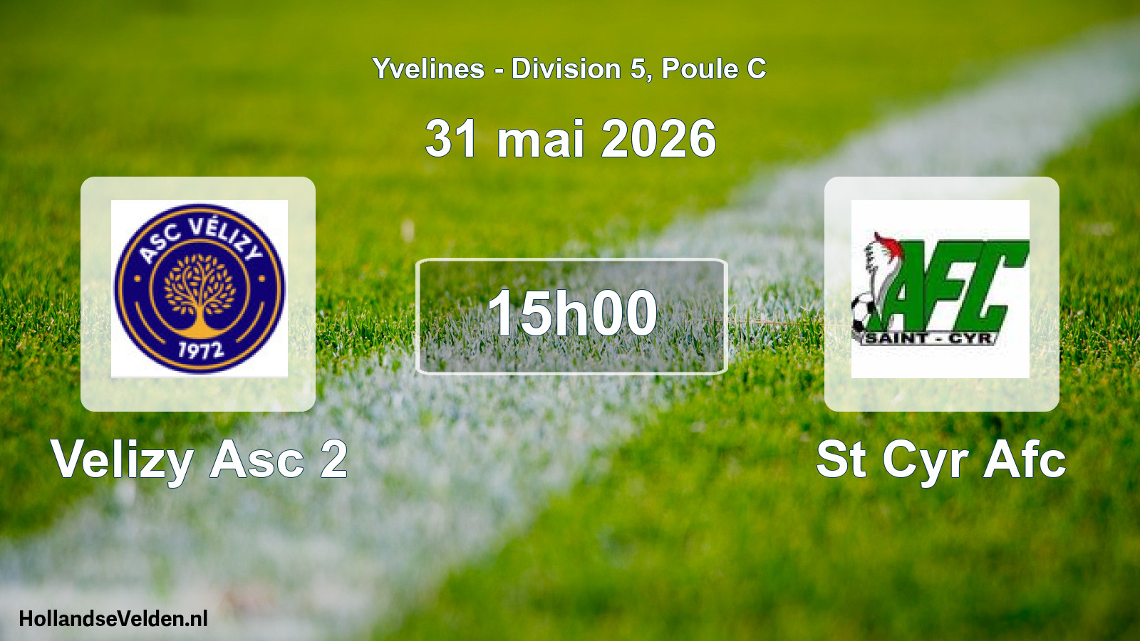 Match programmé: Velizy Asc 2 - St Cyr Afc (31 mai 2026)