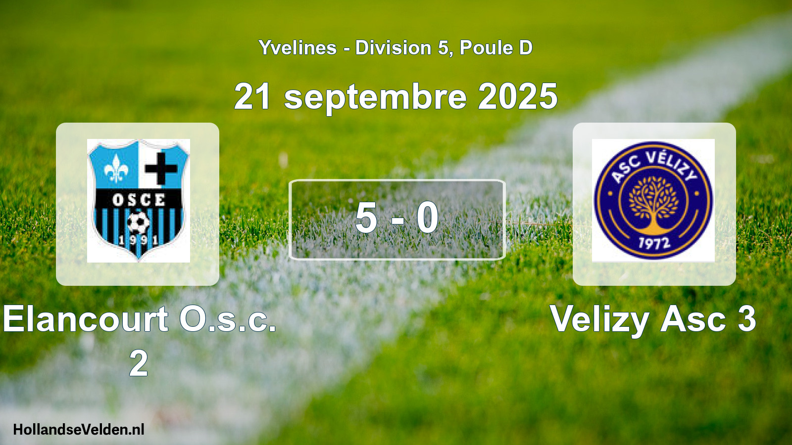Gespeelde wedstrijd: Elancourt O.s.c. 2 - Velizy Asc 3 5 - 0 (21 september 2025)