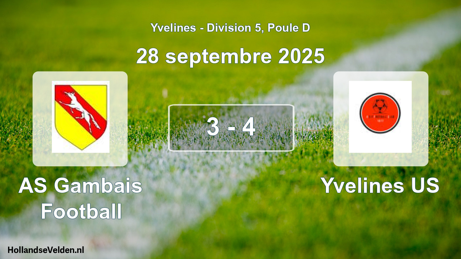 Match joué: AS Gambais Football - Yvelines US 3 - 4 (28 septembre 2025)