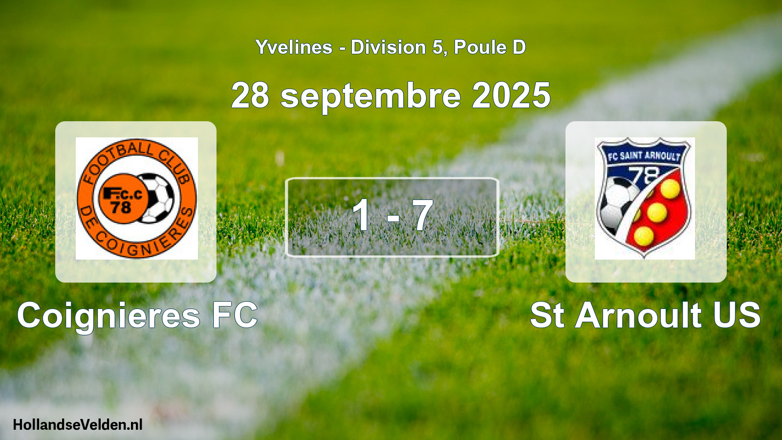 Match joué: Coignieres FC - St Arnoult US 1 - 7 (28 septembre 2025)