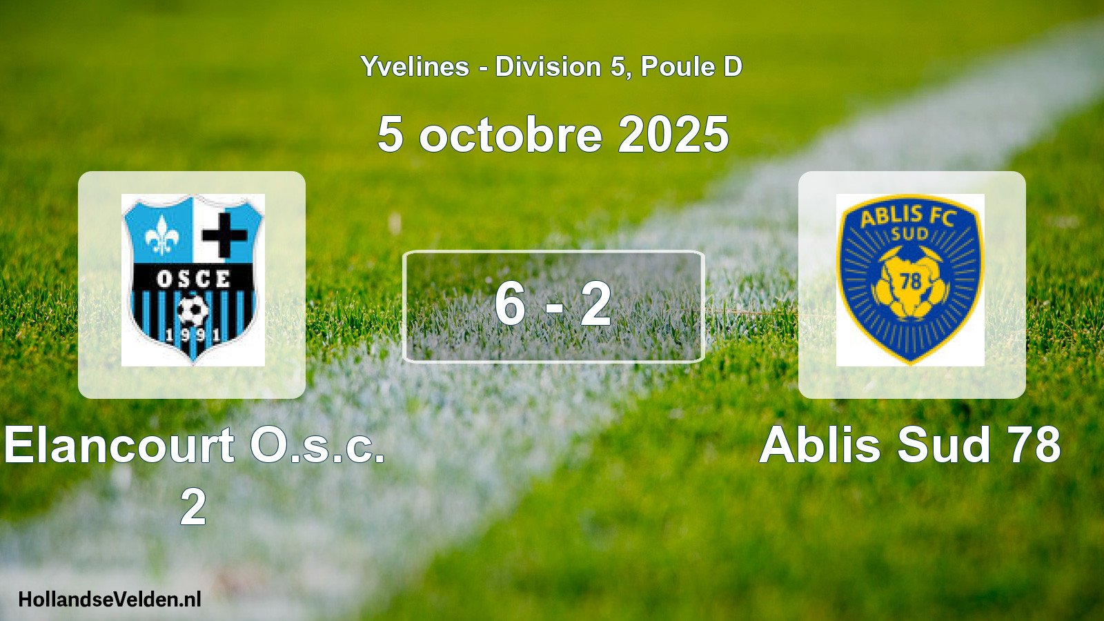 Match joué: Elancourt O.s.c. 2 - Ablis Sud 78 6 - 2 (5 octobre 2025)