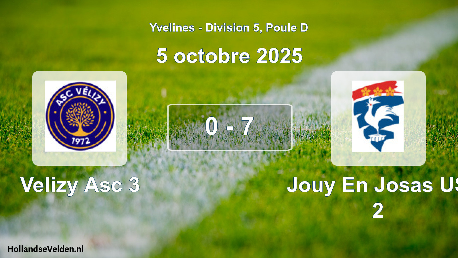 Gespeelde wedstrijd: Velizy Asc 3 - Jouy En Josas US 2 0 - 7 (5 oktober 2025)