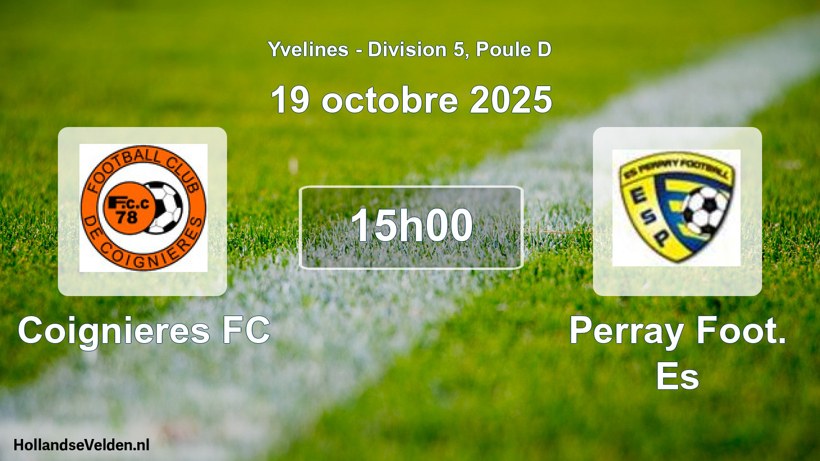 Match programmé: Coignieres FC - Perray Foot. Es (19 octobre 2025)
