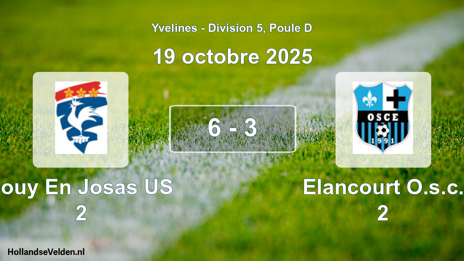 Match joué: Jouy En Josas US 2 - Elancourt O.s.c. 2 6 - 3 (19 octobre 2025)