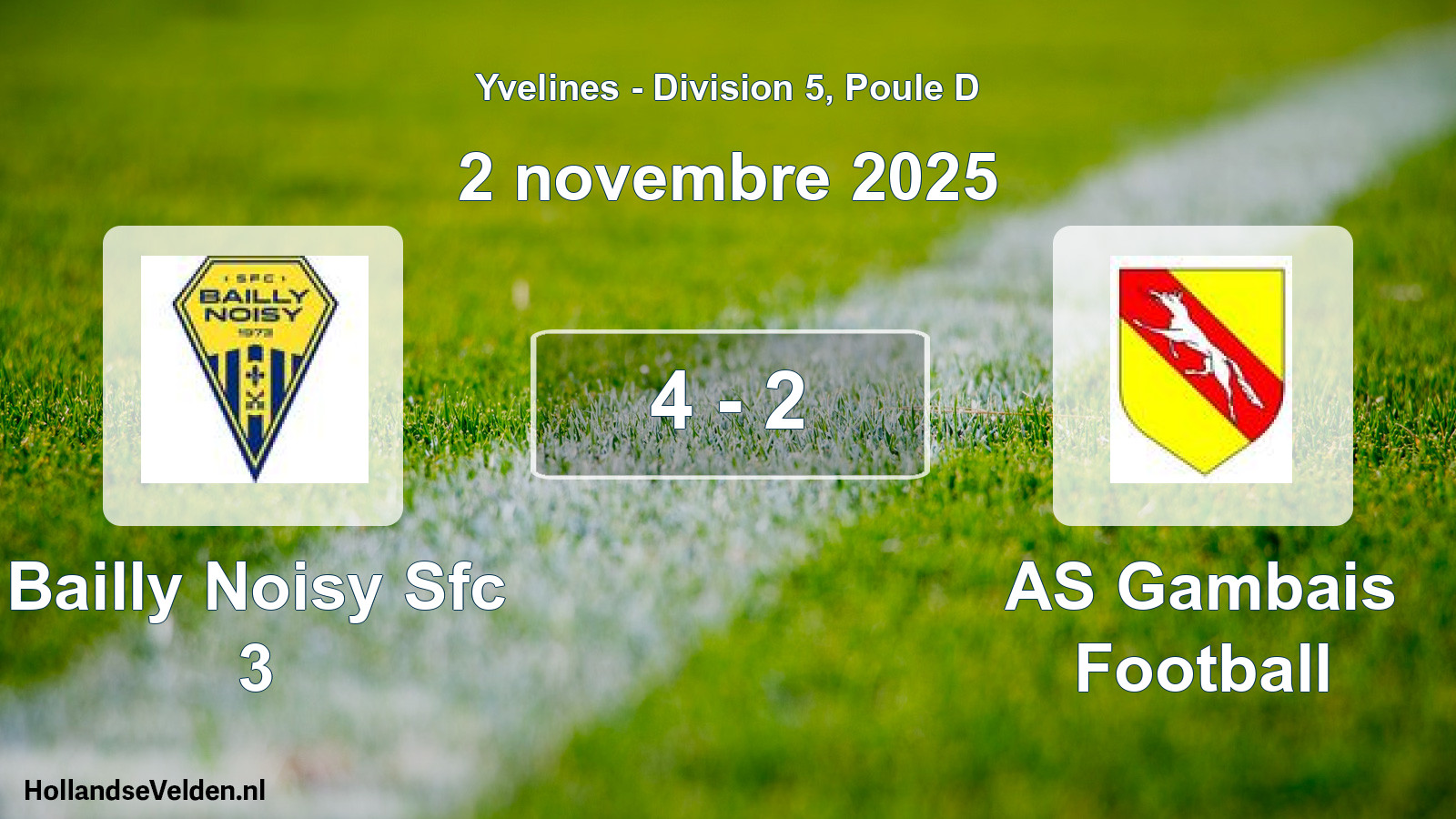 Match joué: Bailly Noisy Sfc 3 - AS Gambais Football 4 - 2 (2 novembre 2025)