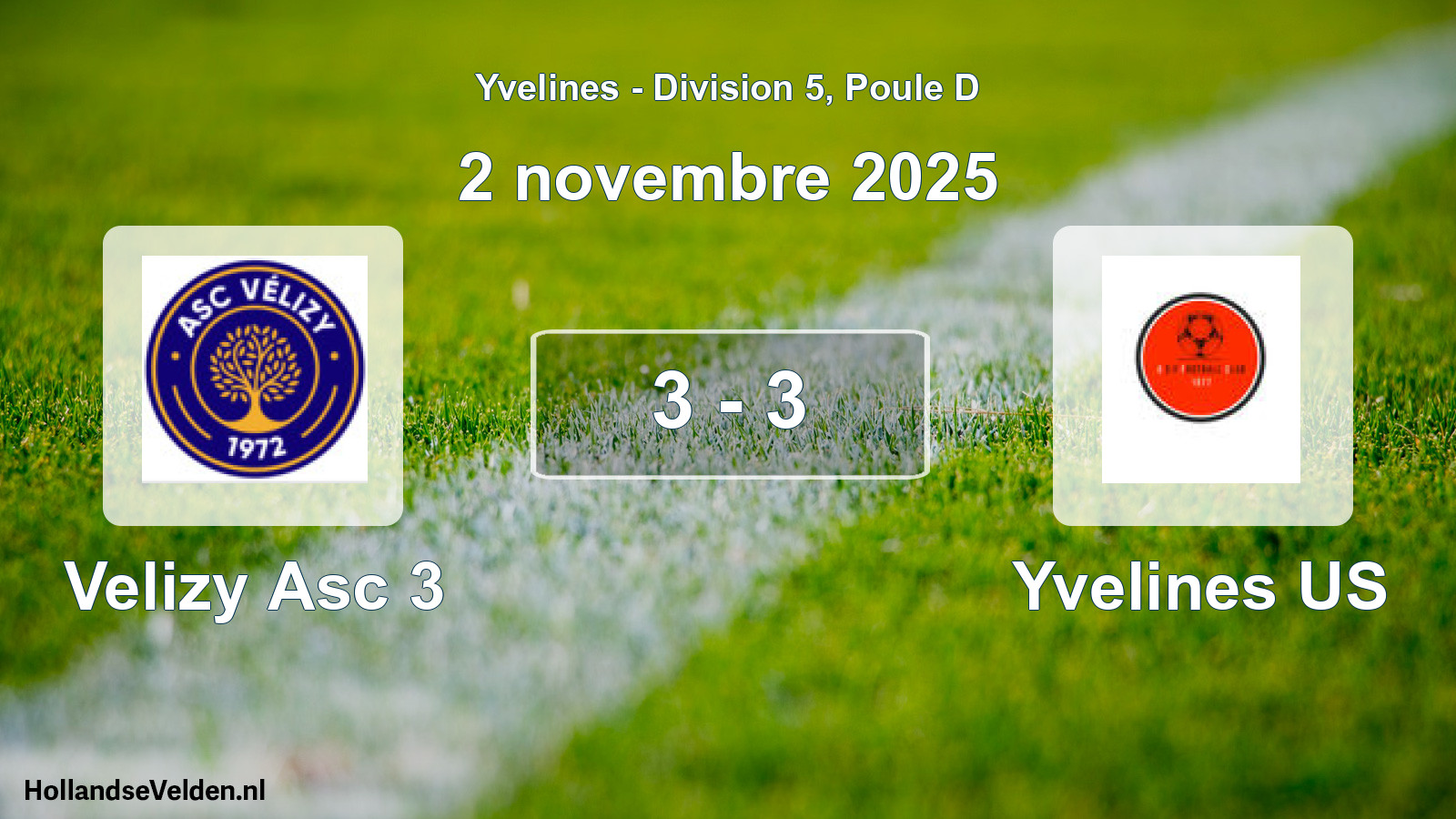 Match joué: Velizy Asc 3 - Yvelines US 3 - 3 (2 novembre 2025)