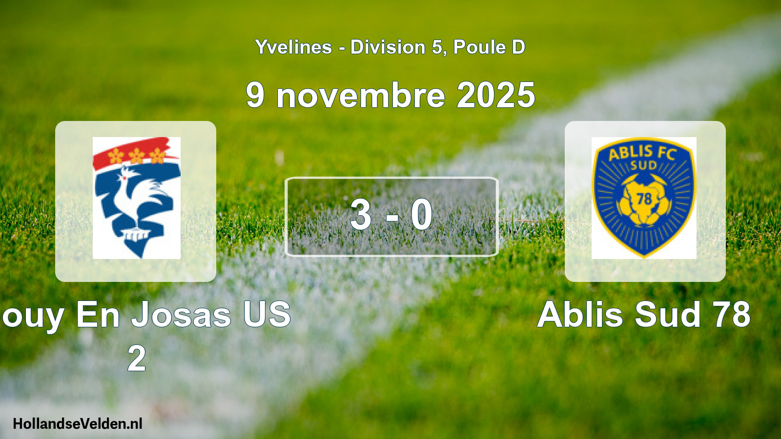 Gespeelde wedstrijd: Jouy En Josas US 2 - Ablis Sud 78 3 - 0 (9 november 2025)
