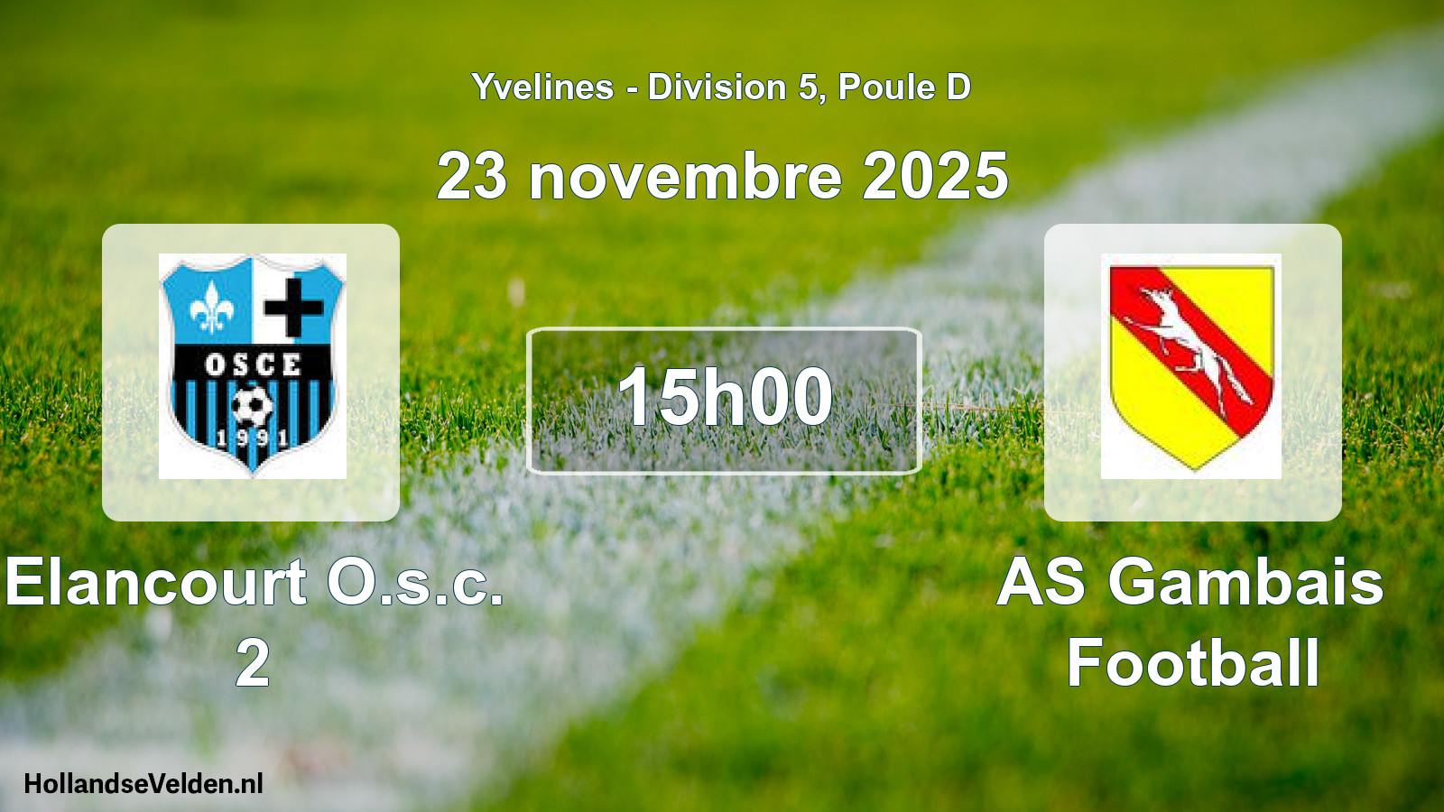Match programmé: Elancourt O.s.c. 2 - AS Gambais Football (23 novembre 2025)