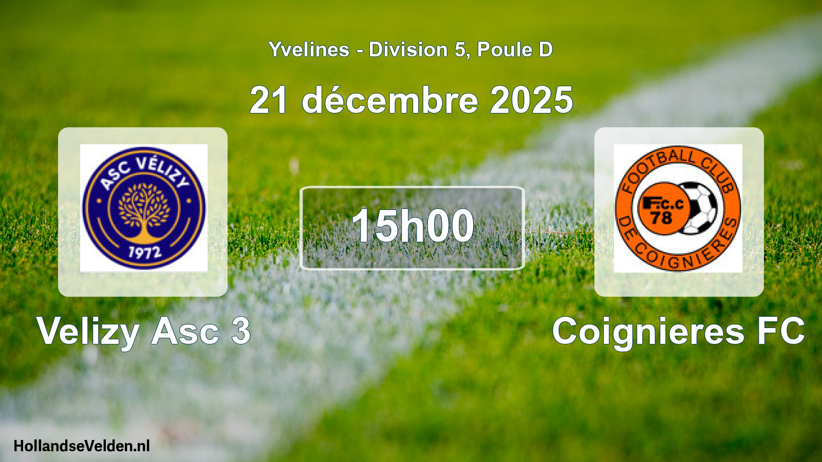 Match programmé: Velizy Asc 3 - Coignieres FC (23 novembre 2025)