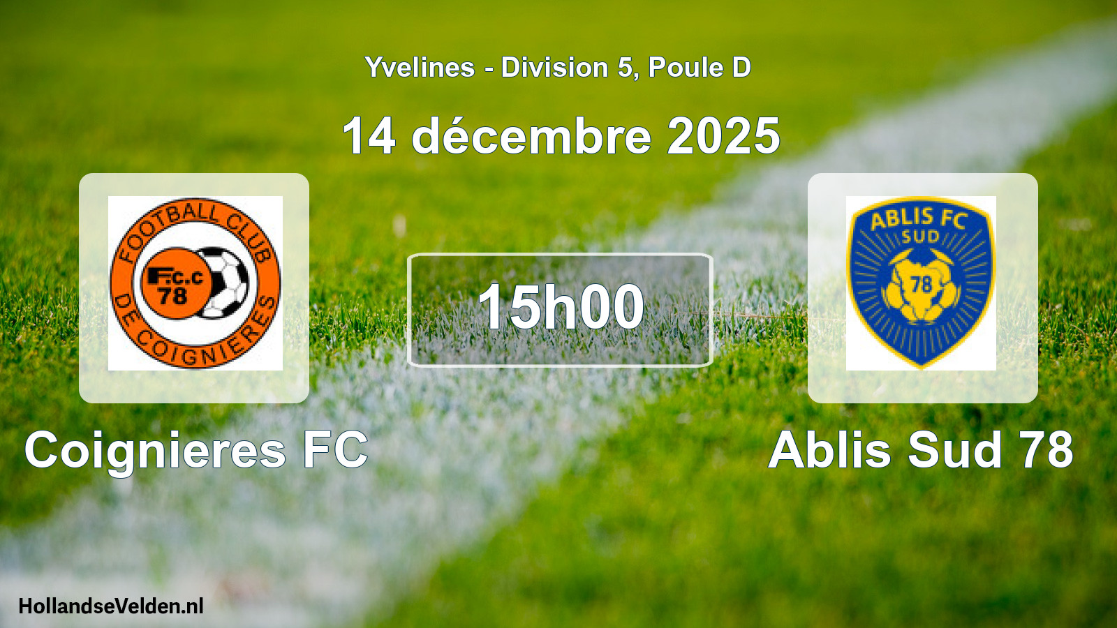 Match programmé: Coignieres FC - Ablis Sud 78 (14 décembre 2025)
