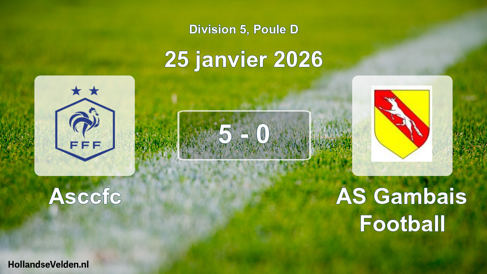 Match joué: Asccfc - AS Gambais Football 5 - 0 (25 janvier 2026)