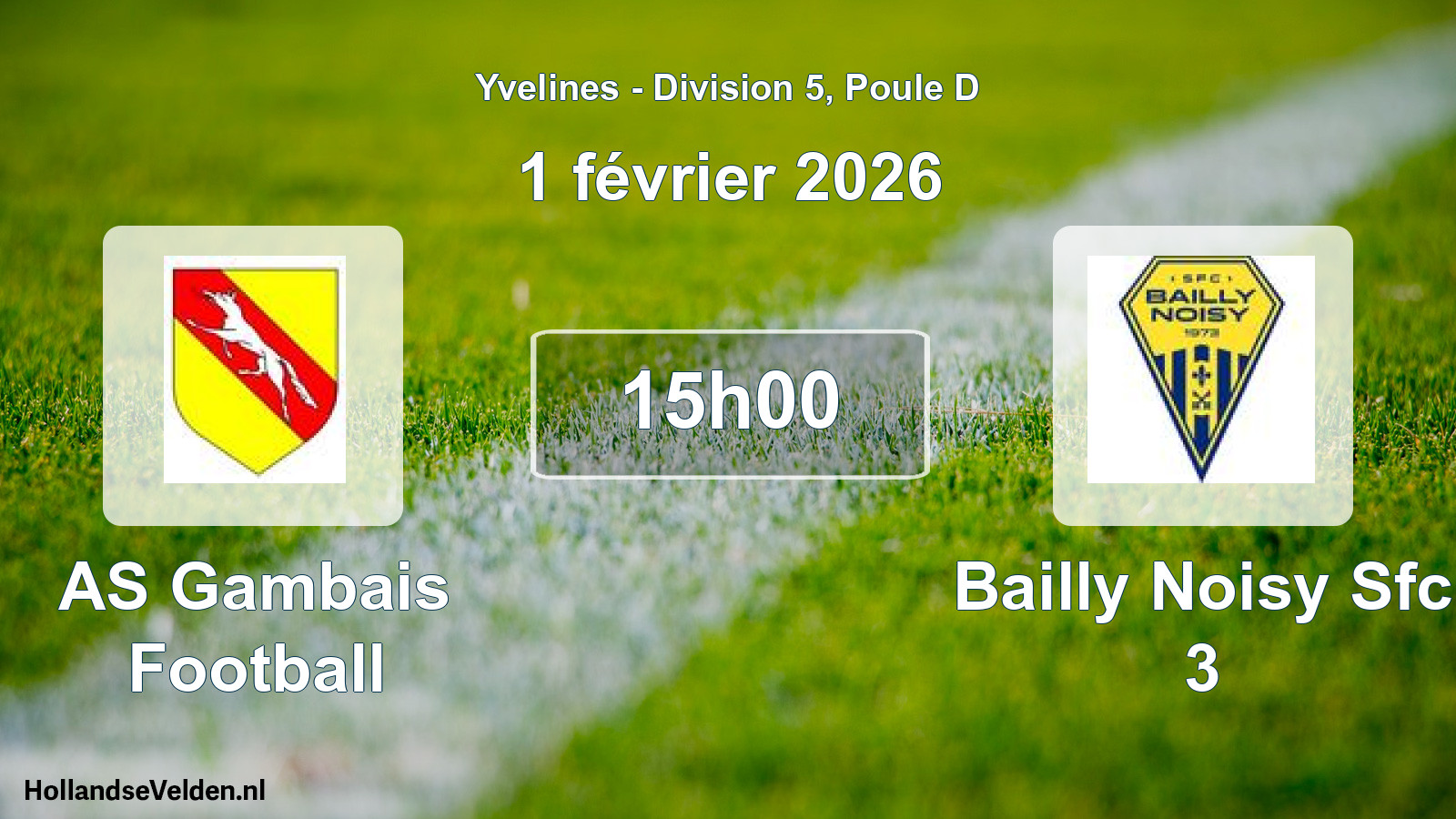 Match programmé: AS Gambais Football - Bailly Noisy Sfc 3 (1 février 2026)
