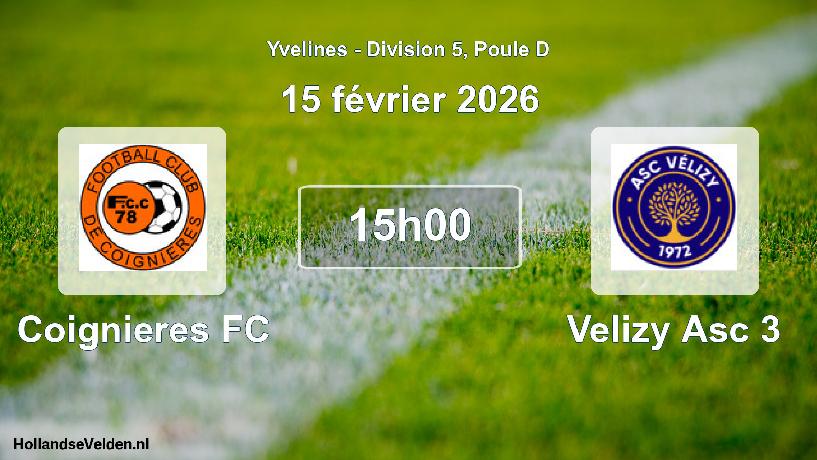 Match programmé: Coignieres FC - Velizy Asc 3 (15 février 2026)