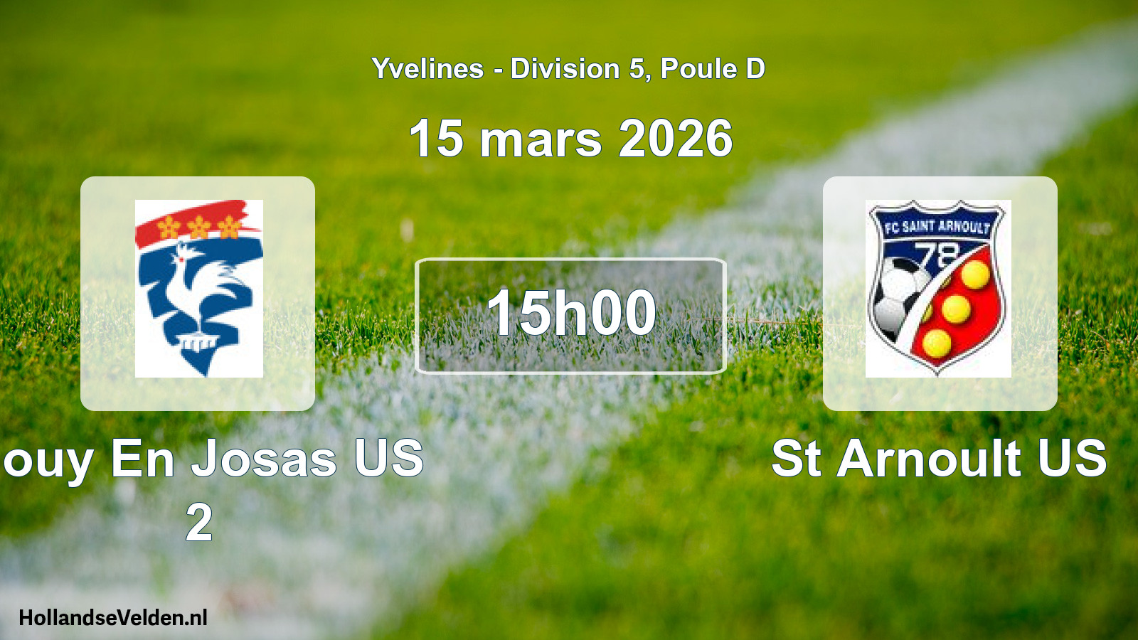Match programmé: Jouy En Josas US 2 - St Arnoult US (15 mars 2026)