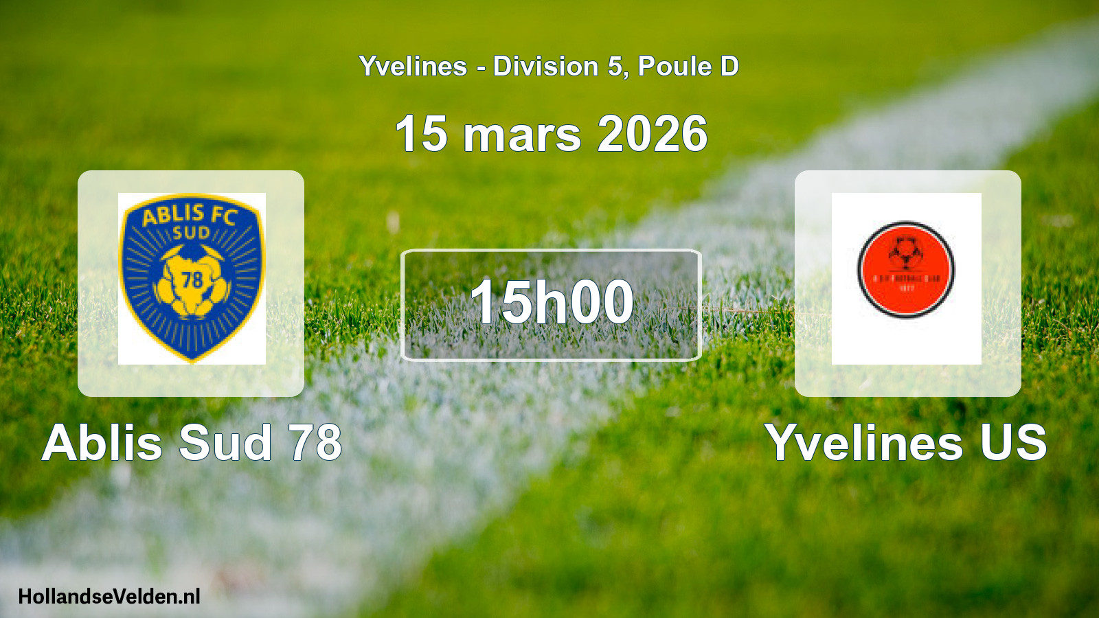 Match programmé: Ablis Sud 78 - Yvelines US (15 mars 2026)