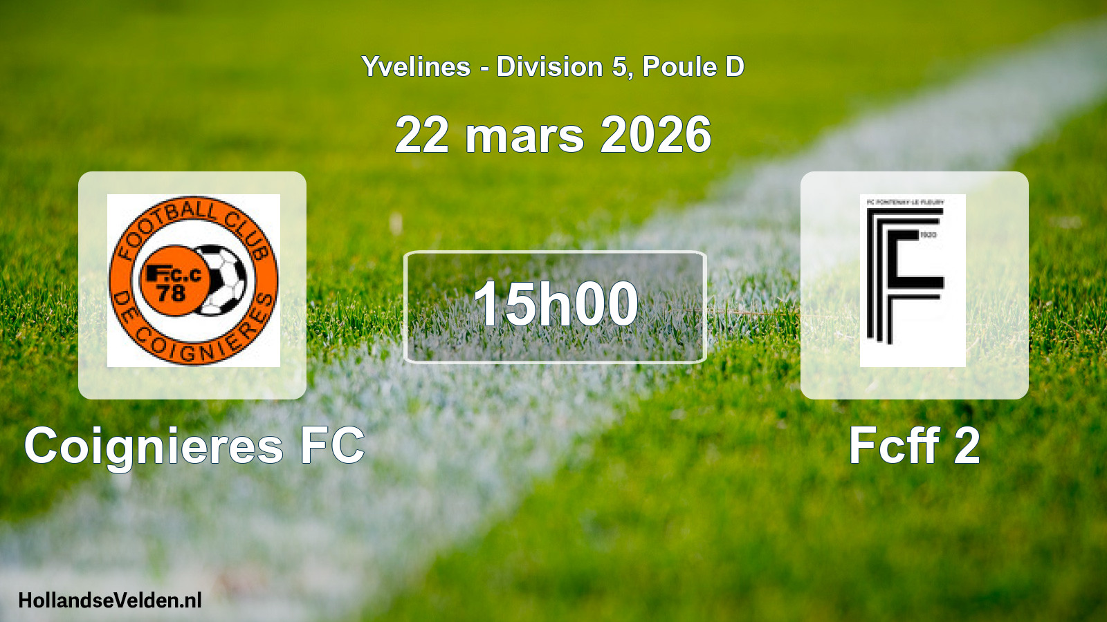 Match programmé: Coignieres FC - Fcff 2 (22 mars 2026)