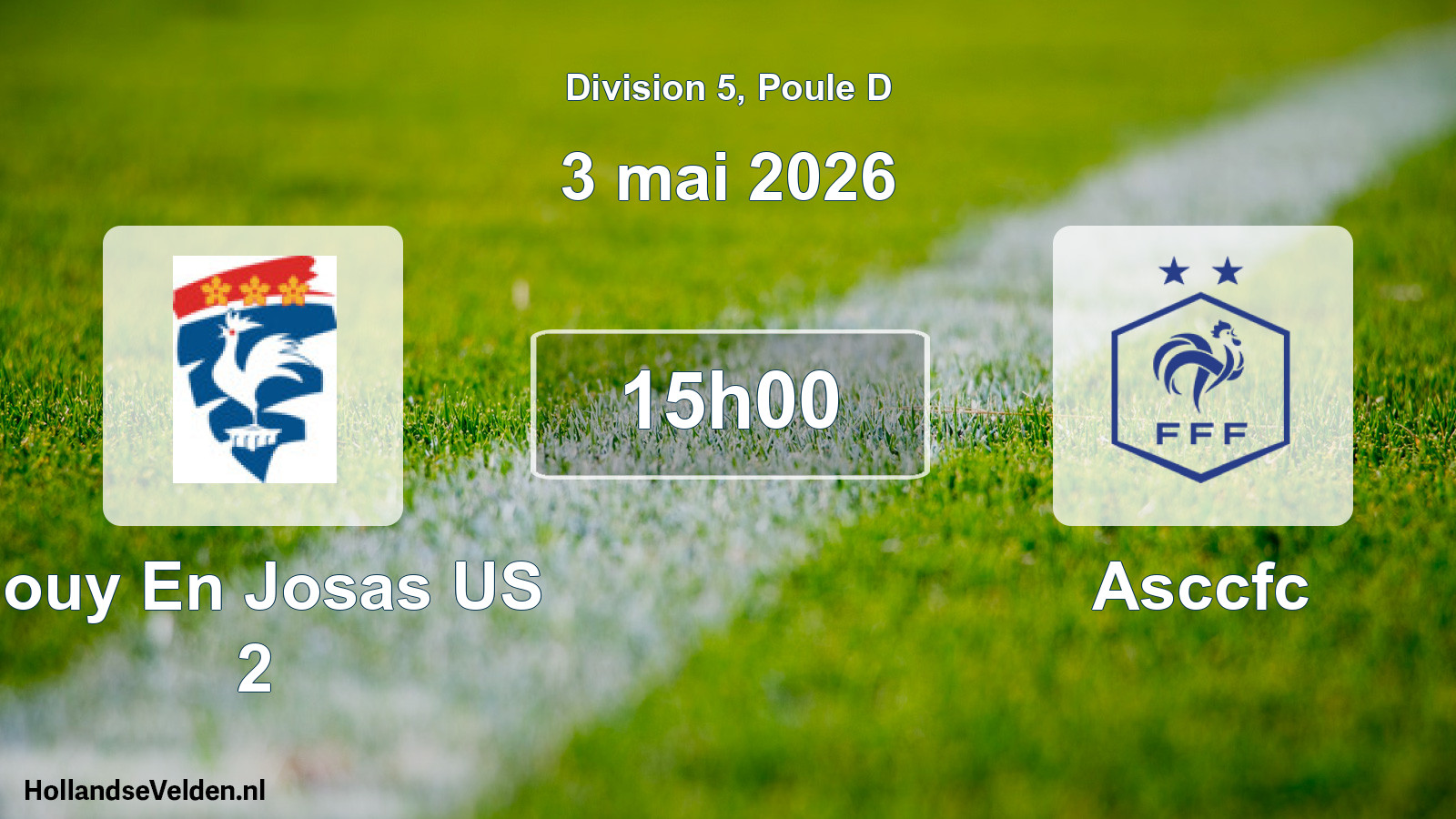 Match programmé: Jouy En Josas US 2 - Asccfc (3 mai 2026)